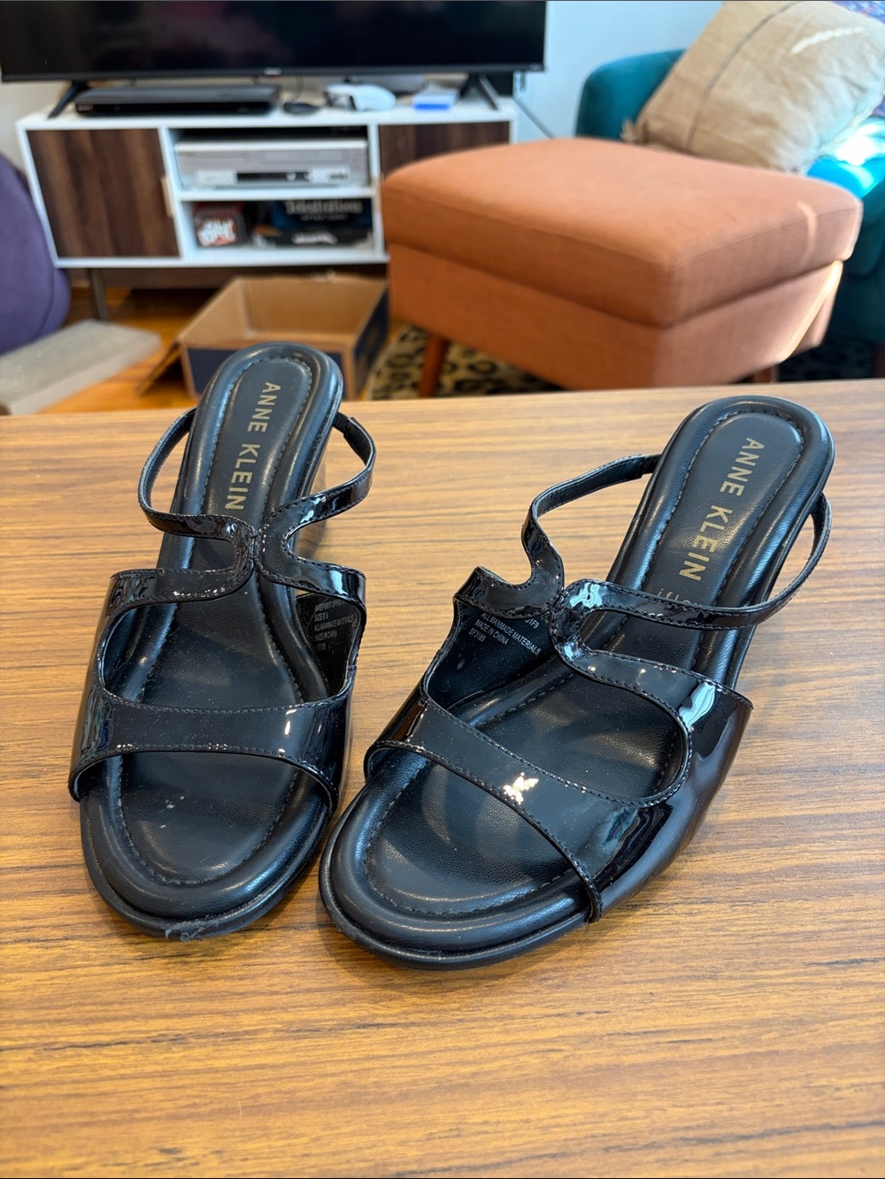 Anne Klein wedge pleather dress sandals